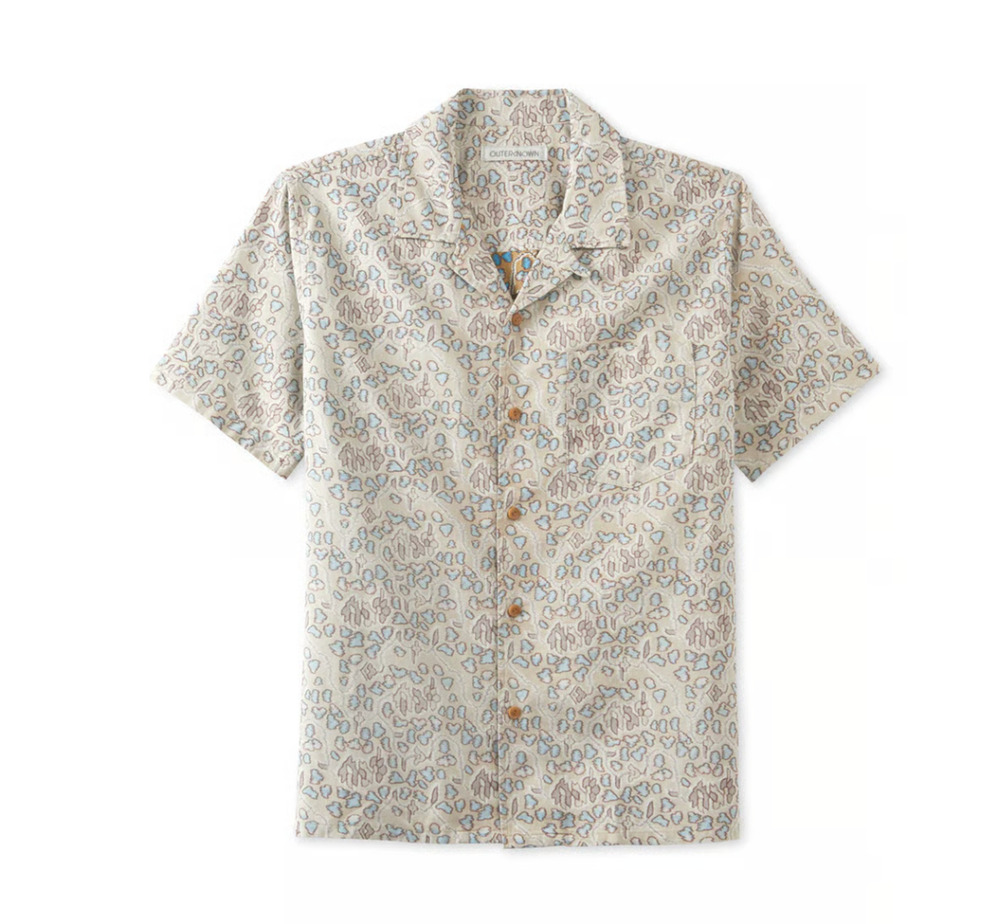 Outerknown BBQ Shirt Mens Large Organic Cotton Floral Camp Collar Beach Resort